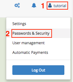 User menu > Passwords & Security