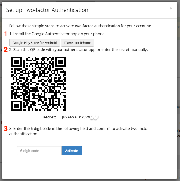 Set up 2 Factor Authentication